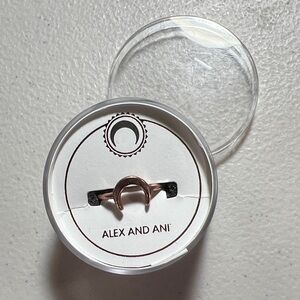 Alex and Ani Rose Gold Crescent Moon Open Band Ring